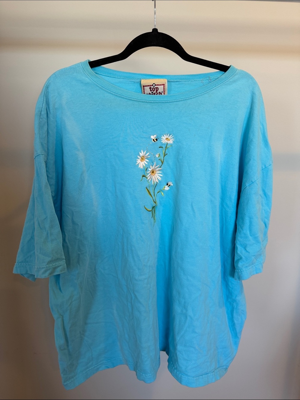 Vintage Top Stitch Women's Turquoise Daisy Bumblebee Tee